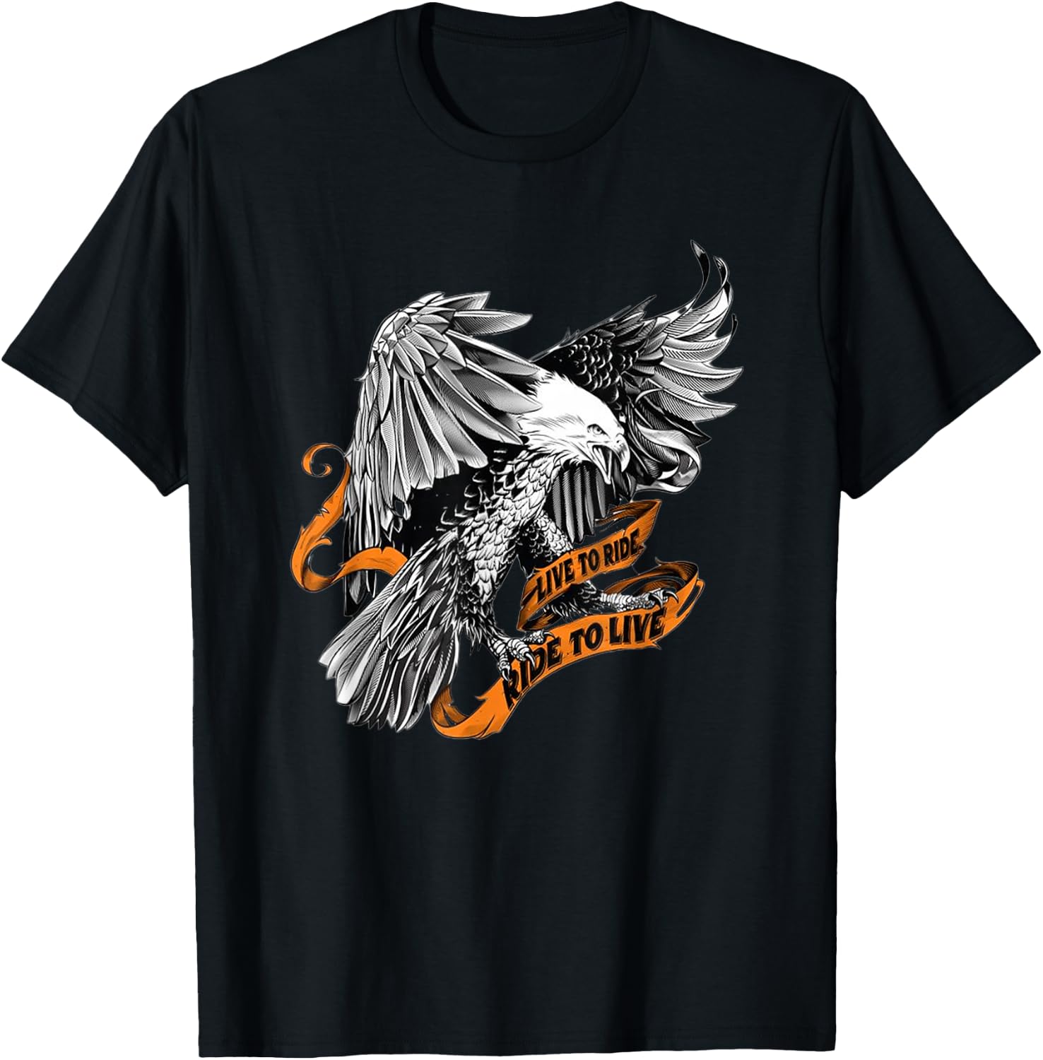US Eagle, biker, live to ride ride to live T-Shirt - T-Shirt | Black