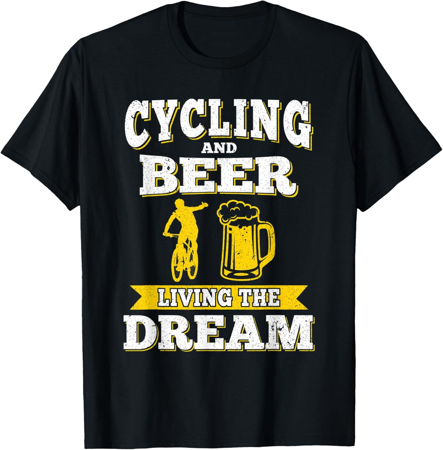 Funny Cycling & Beer Living The Dream Beer Day Oktoberfest T-Shirt - T-Shirt | Black