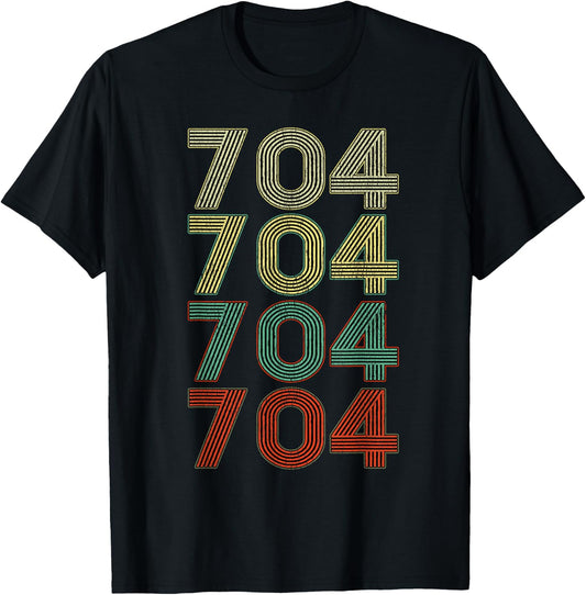 Charlotte North Carolina Shirt Vintage 704 Area Code retro T-Shirt - T-Shirt | Black