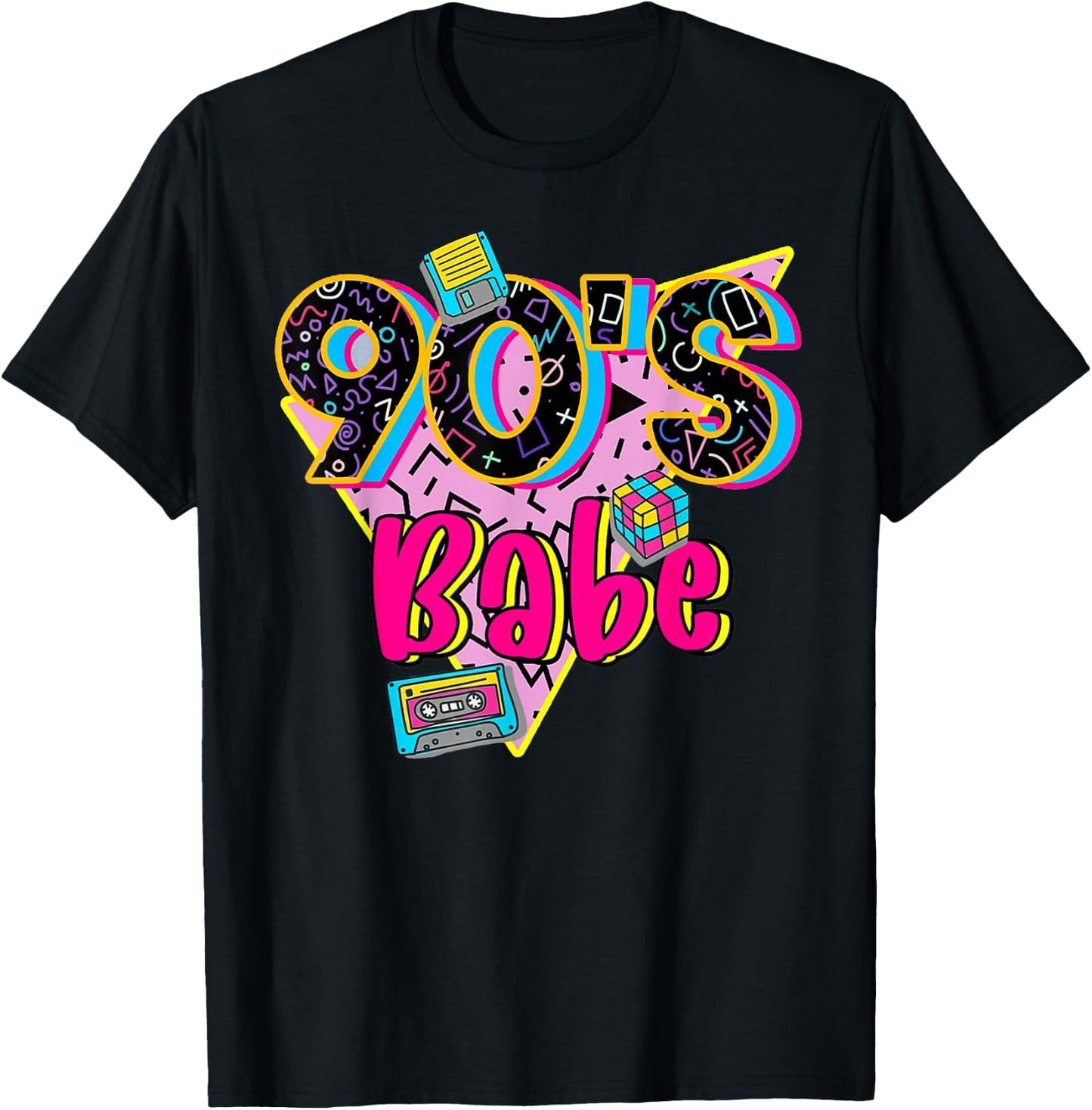 Vintage 90s Baby Party Funny Back To 90s Cassette Nostalgia T-Shirt - T-Shirt | Black