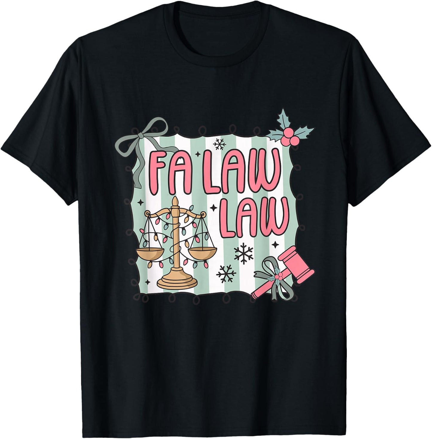 FA Law Law Lawyer Coquette Christmas Santa Judge Xmas Pajama T-Shirt - T-Shirt | Black