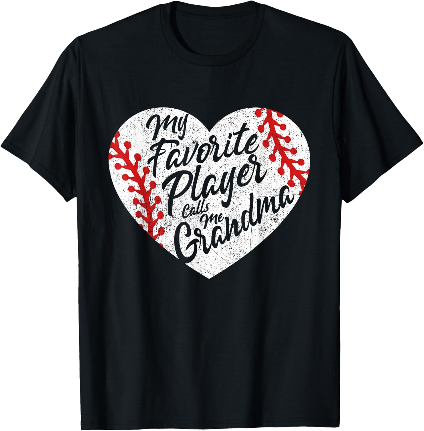 My Favorite Player Calls Me Grandma Baseball Heart Women's T-Shirt - T-Shirt | Black