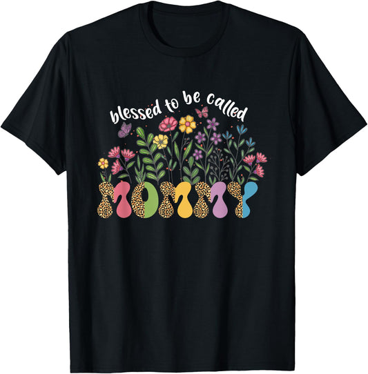 Blessed to Be Called Mommy Floral Wildflower Mothers Day T-Shirt - T-Shirt | Black