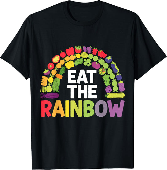 Healthy Eating Vegan Vegetarian Eat The Rainbow T-Shirt - T-Shirt | Black