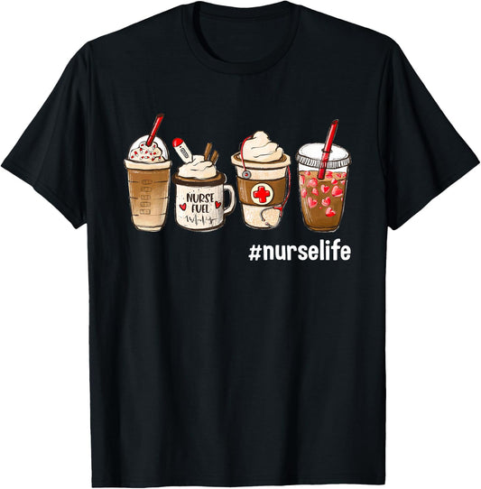 Nurse Life Funny Coffee Nurses Fuel Registered Nurse Medical T-Shirt - T-Shirt | Black