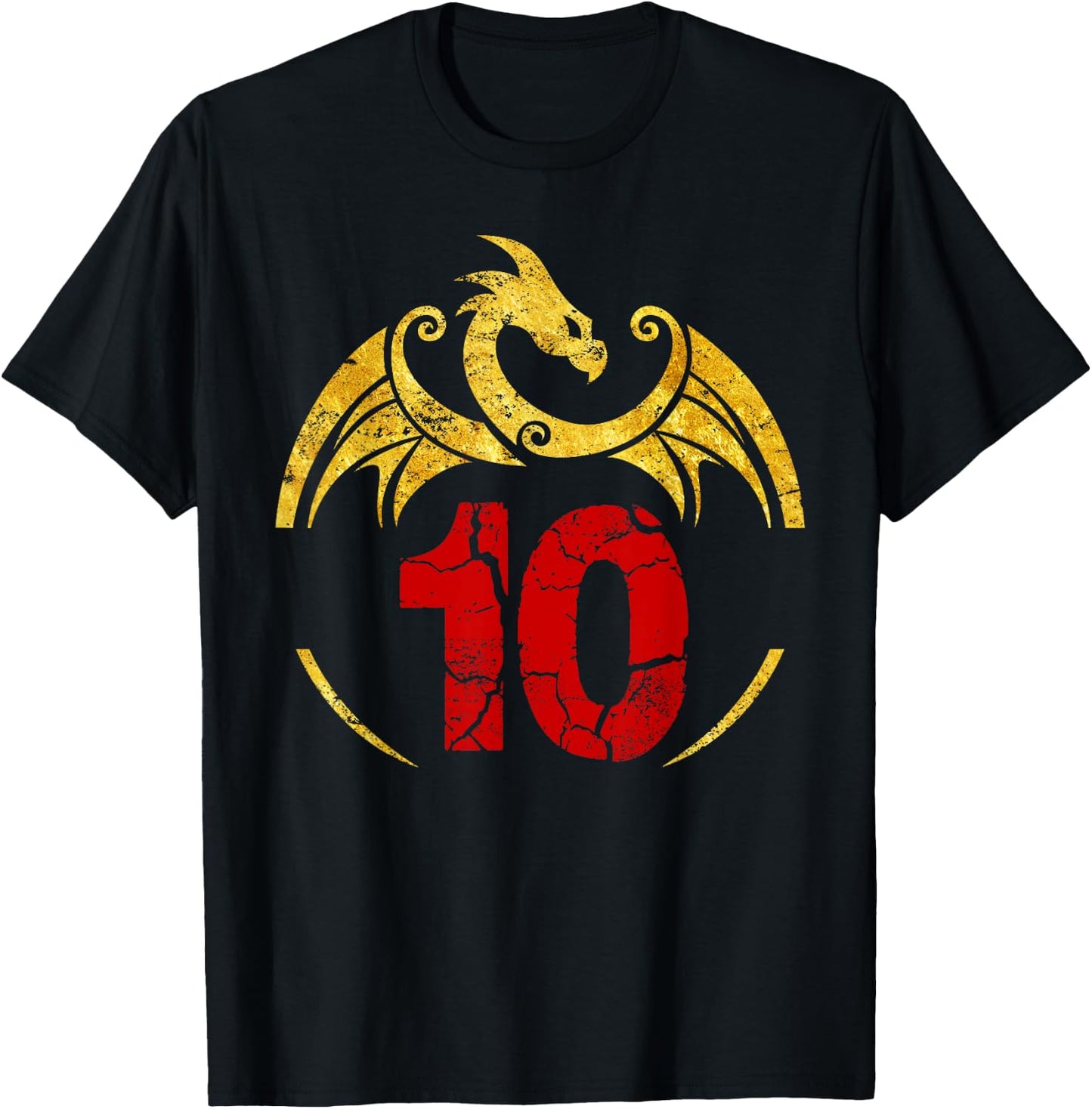 10th Birthday Gift Dragon Shirt T-Shirt - T-Shirt | Black