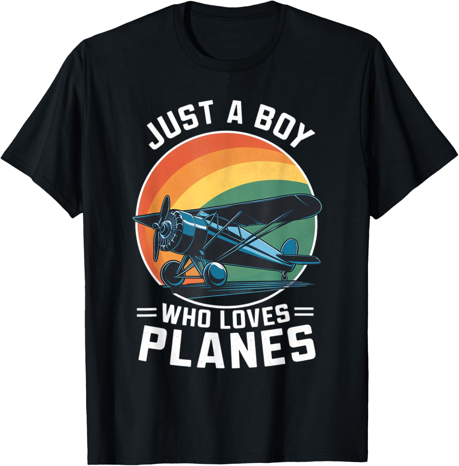 Just A Boy Who Loves Planes Toddler Airplane Lover Cute T-Shirt - T-Shirt | Black