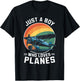 Just A Boy Who Loves Planes Toddler Airplane Lover Cute T-Shirt - T-Shirt | Black