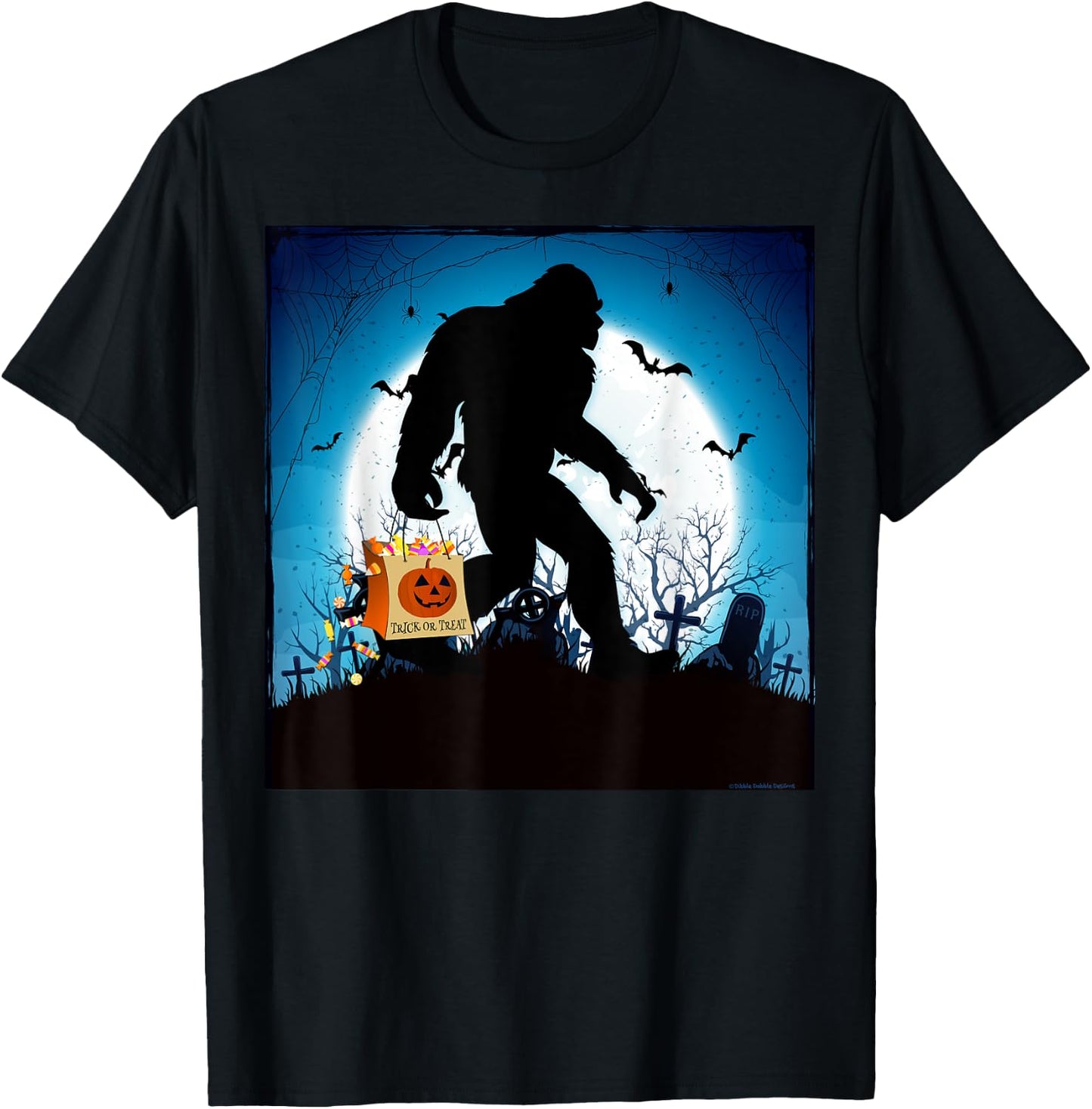 Spooky Halloween Bigfoot Trick or Treating Full Moon Bigfoot T-Shirt - T-Shirt | Black