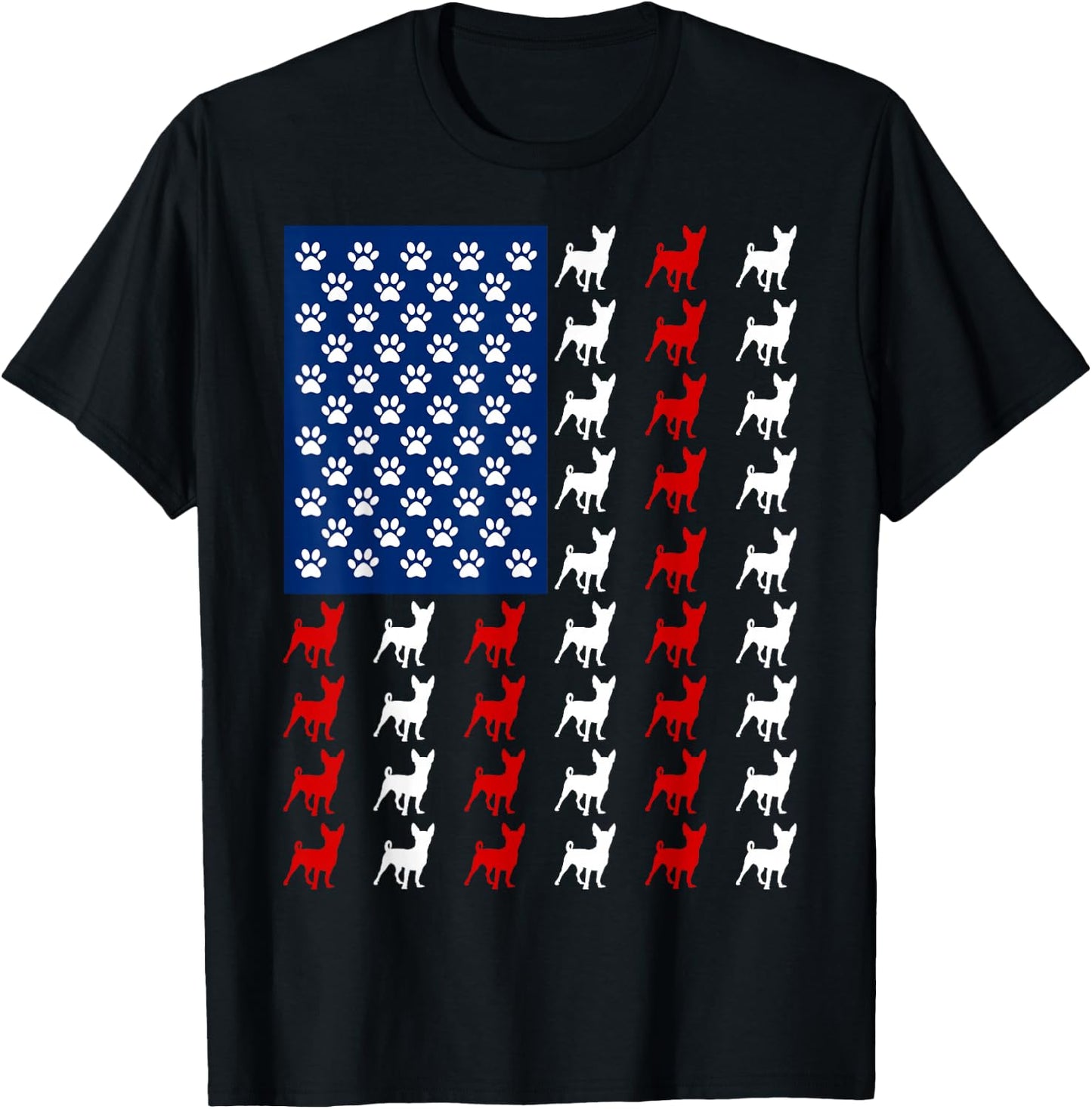 USA American Flag Chihuahua Lovers Fourth of July Patriotic T-Shirt - T-Shirt | Black