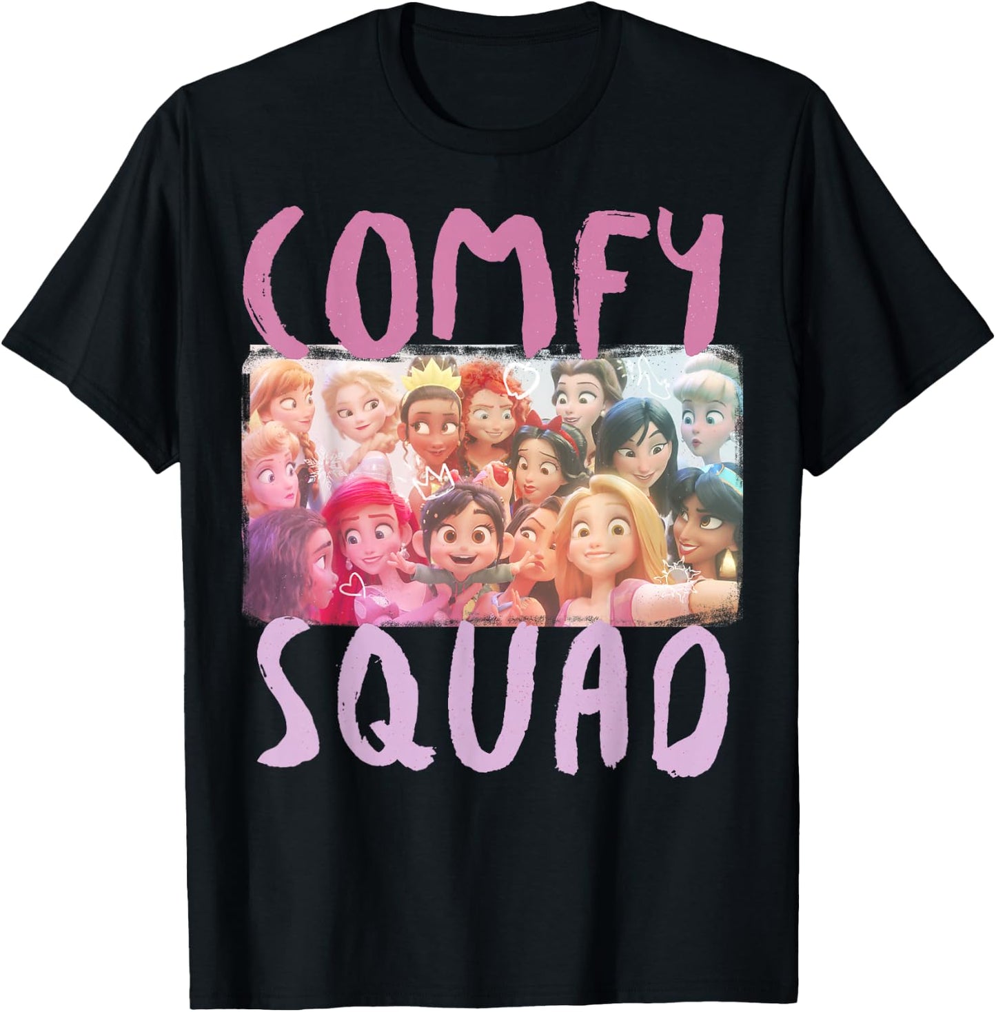 Disney Wreck It Ralph 2 Comfy Squad Photo Group Shot T-Shirt - T-Shirt | Black