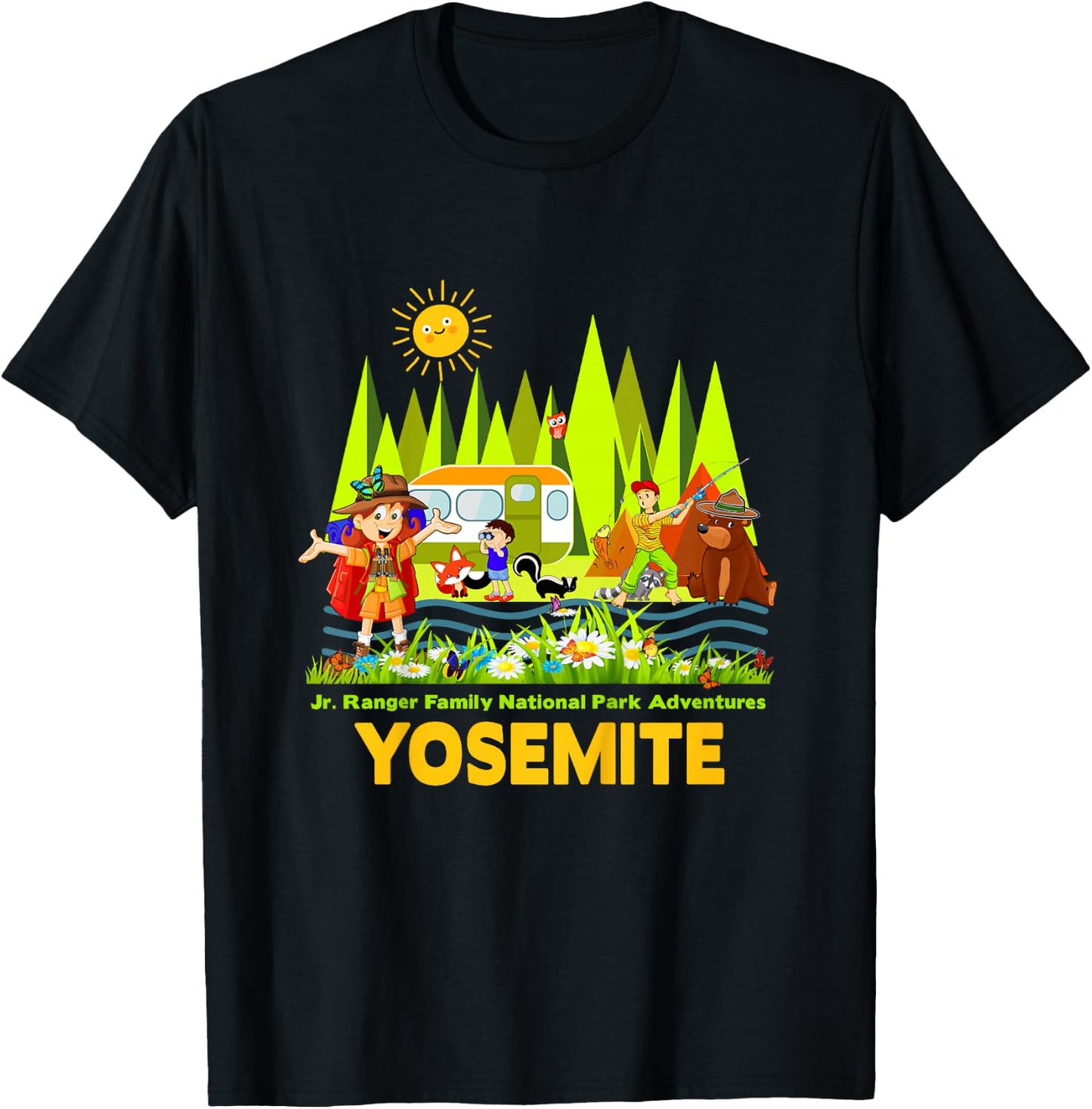 Kids Yosemite Jr Ranger Family National Park Adventure Souvenir T-Shirt - T-Shirt | Black