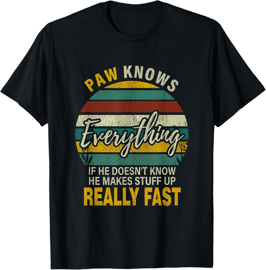 Paw Know Everything Grandpa Christmas Gifts T-Shirt - T-Shirt | Black