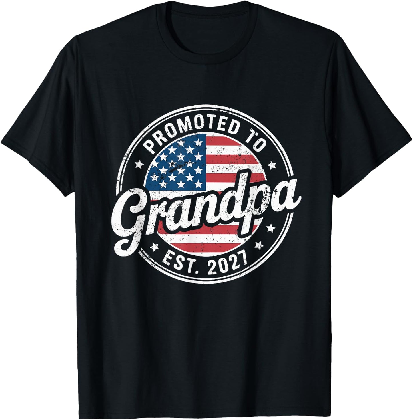 Promoted to Grandpa Est. 2027 New Grandpa USA T-Shirt - T-Shirt | Black