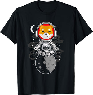 Shiba Inu Spacesuit Moon Shib Army Crypto Token Coin T-Shirt - T-Shirt | Black