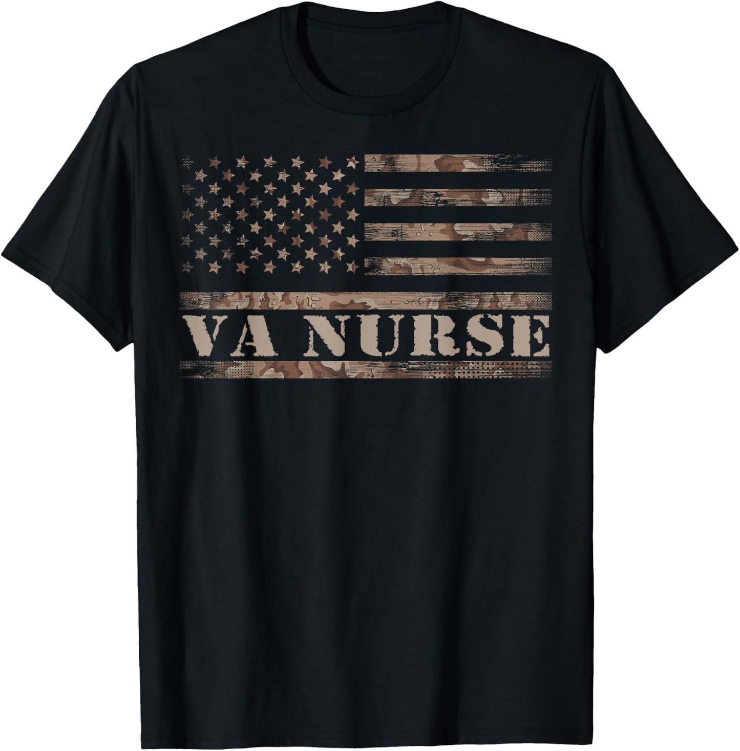 VA Nurse Real American Hero 4th of July US Patriotic Vintage T-Shirt - T-Shirt | Black