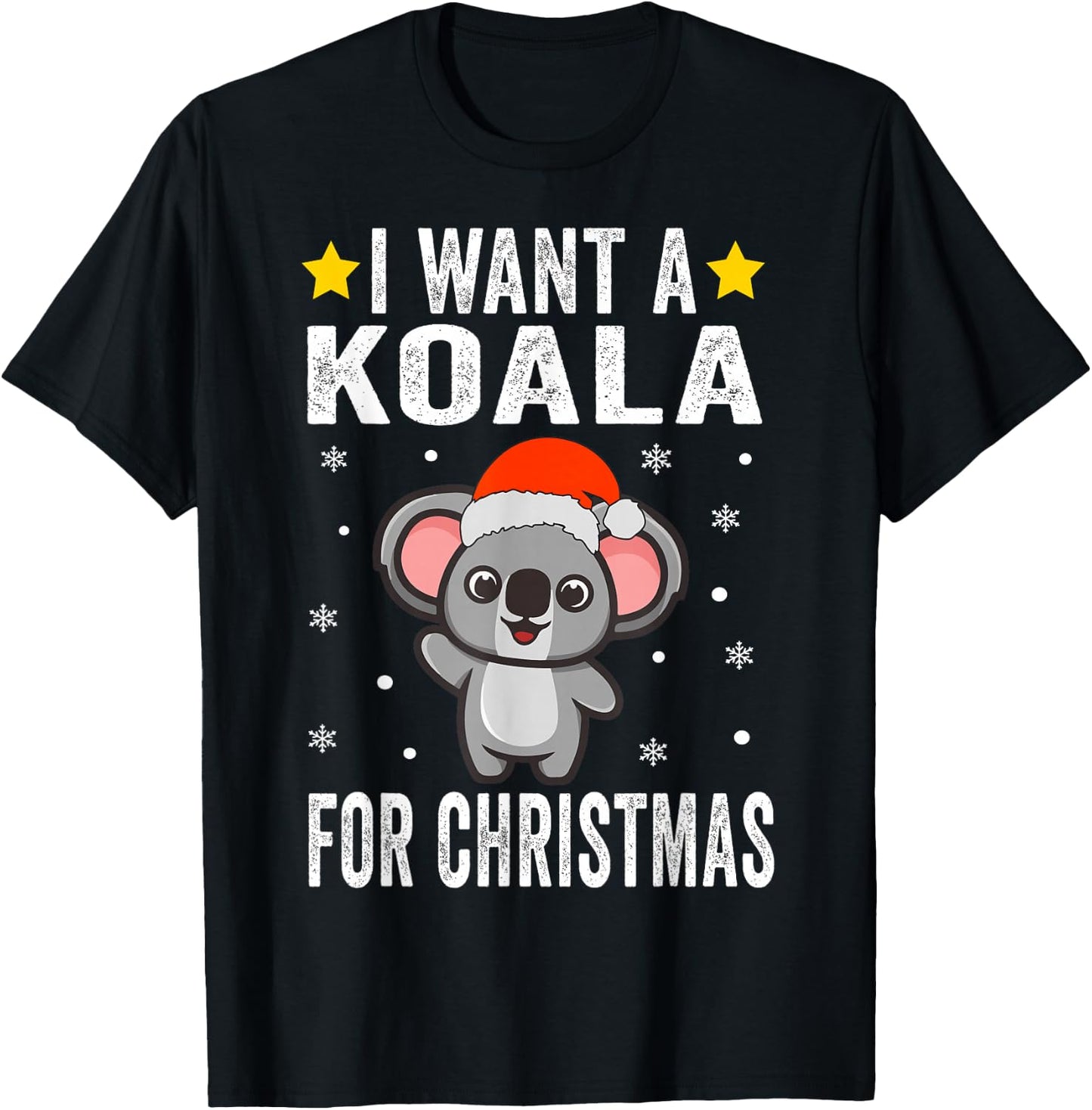I Want A Koala For Christmas Koala Shirt Boys Girls Pajamas T-Shirt - T-Shirt | Black