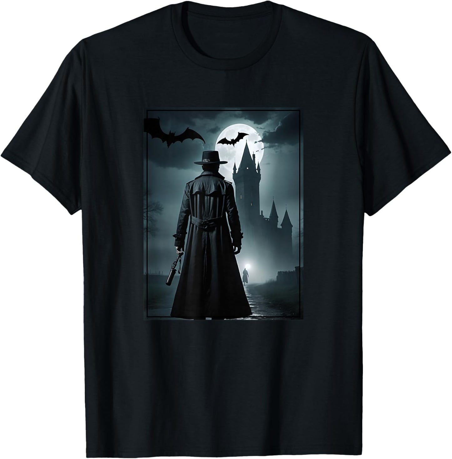 Van Helsing approaching Dracula's castle T-Shirt - T-Shirt | Black