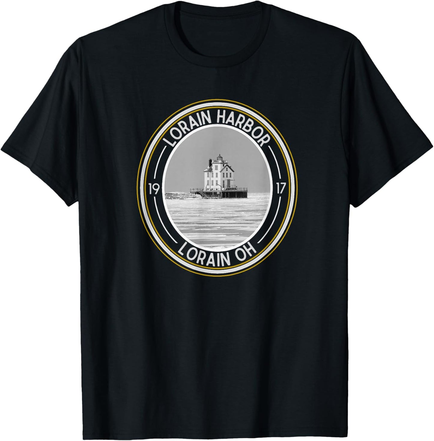 Lorain Harbor Lighthouse Ohio T-Shirt - T-Shirt | Black