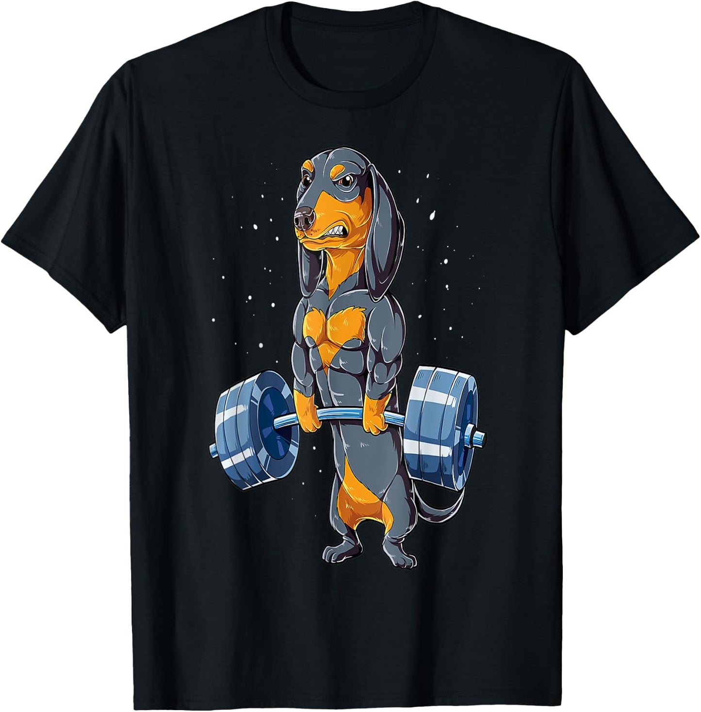Dachshund Weightlifting Funny Bodybuilder Weight Lifter T-Shirt - T-Shirt | Black