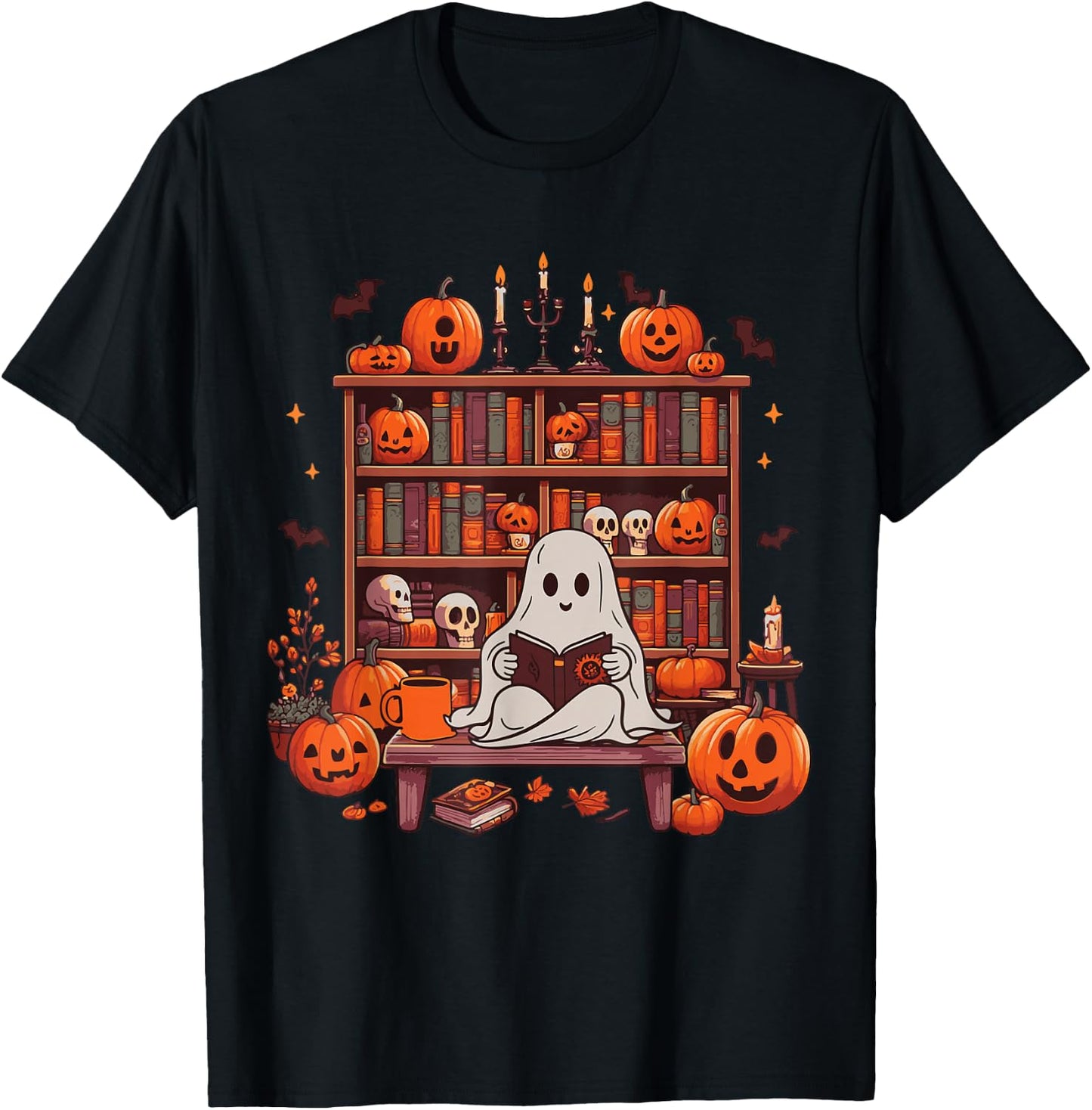 Ghost Book Reader, Reading Book lover Halloween T-Shirt - T-Shirt | Black