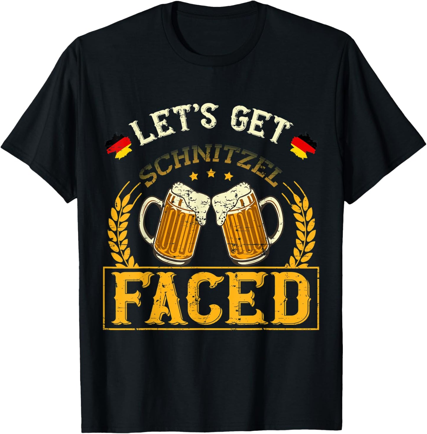 Let's Get Schnitzel Faced Oktoberfest German - Funny German T-Shirt - T-Shirt | Black