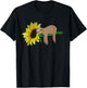 Yellow Flower Sunflower Sleepy Animal Lover Wildlife Sloth T-Shirt - T-Shirt | Black