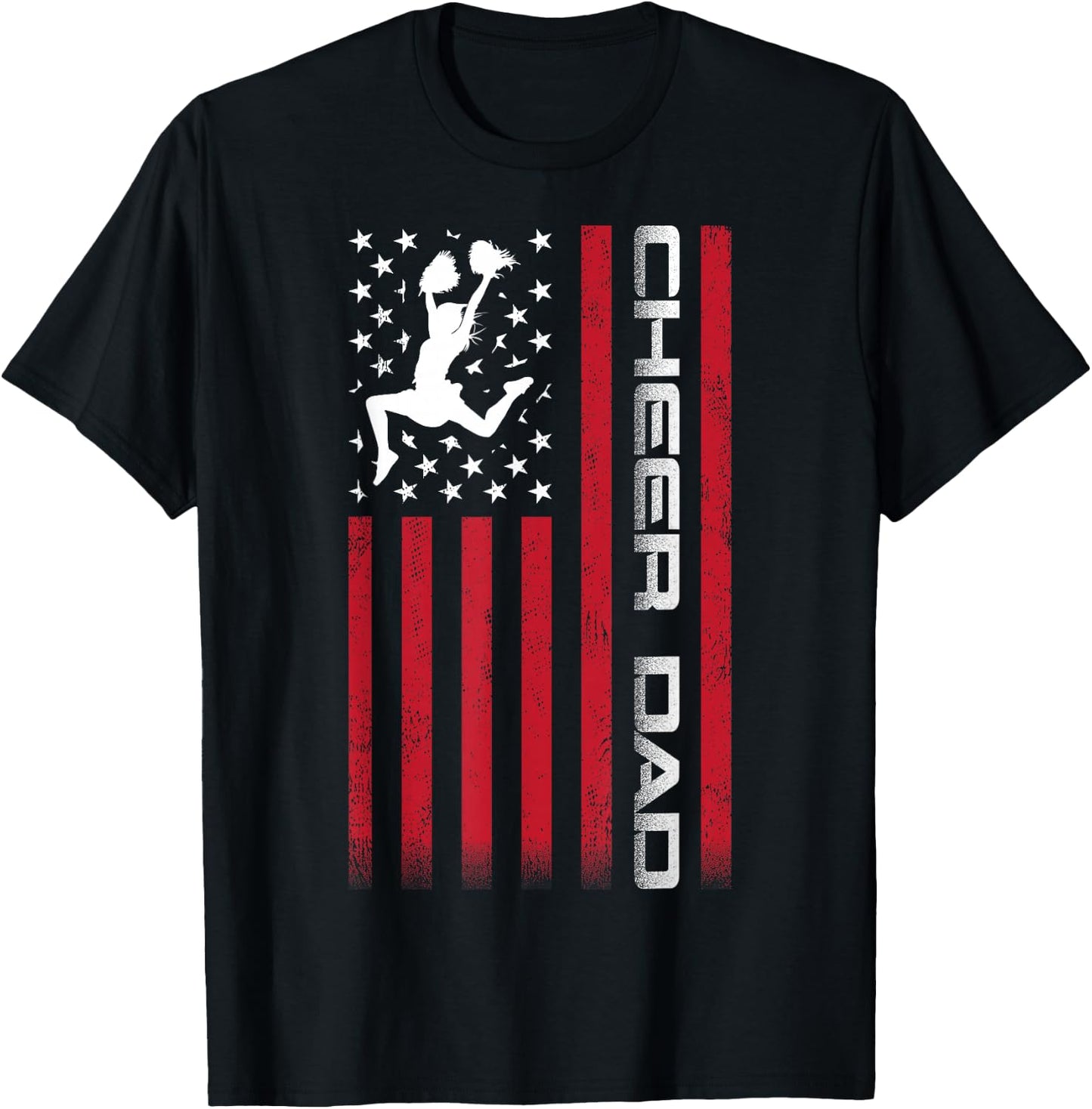 4th of July US Flag Cheer Dad Shirt for Father's Cheer T-Shirt - T-Shirt | Black