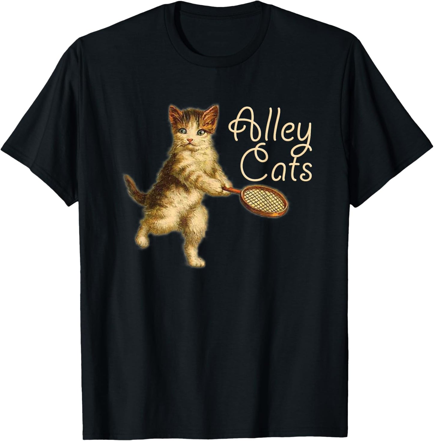 Cute, Funny Alley Cats Tennis T-Shirt - T-Shirt | Black