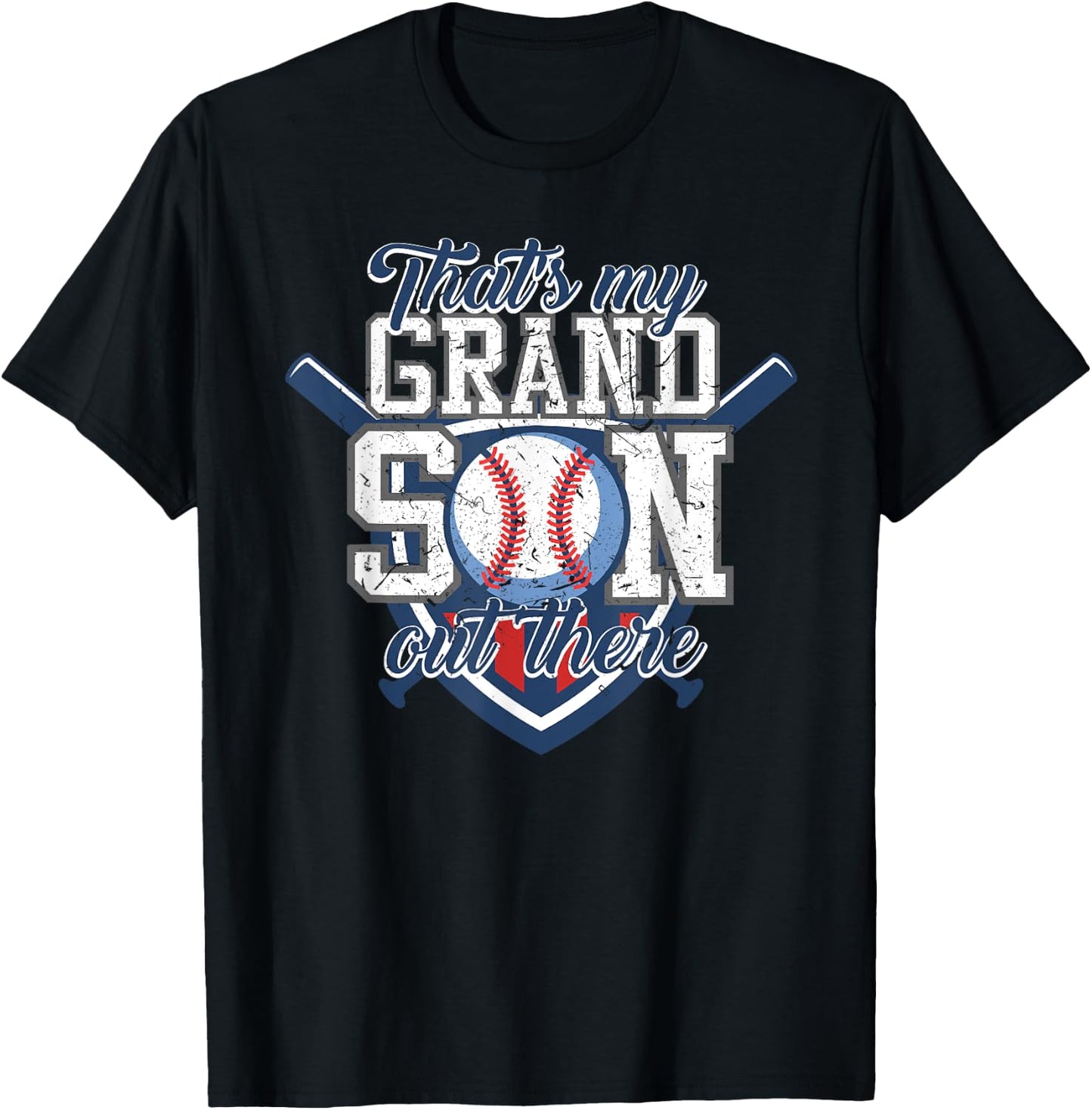 That's My Grandson Out There Baseball Grandparents Gift T-Shirt - T-Shirt | Black
