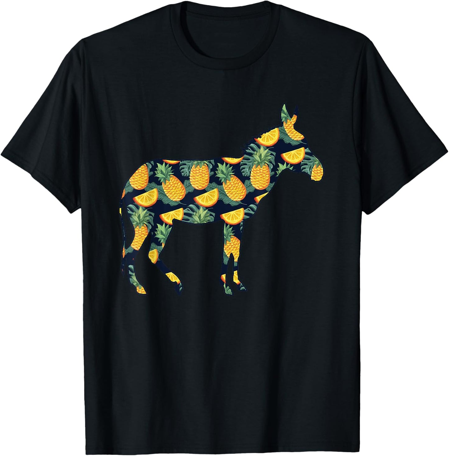 Pineapple Hawaiian Donkey Women Men Print Jackass Girl Gift T-Shirt - T-Shirt | Black