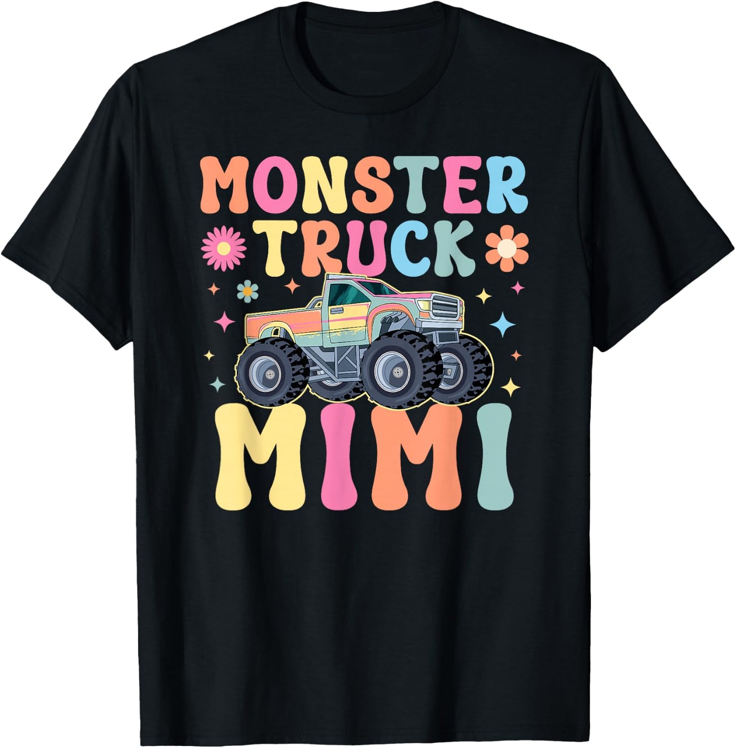 Monster Truck Mimi Groovy Monster Truck Mimi Grandma T-Shirt - T-Shirt | Black