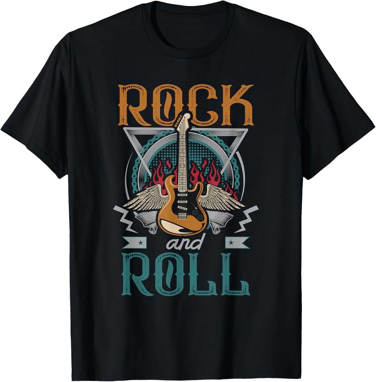 Vintage Retro 80s Rock & Roll Music Guitar Wings T-Shirt - T-Shirt | Black