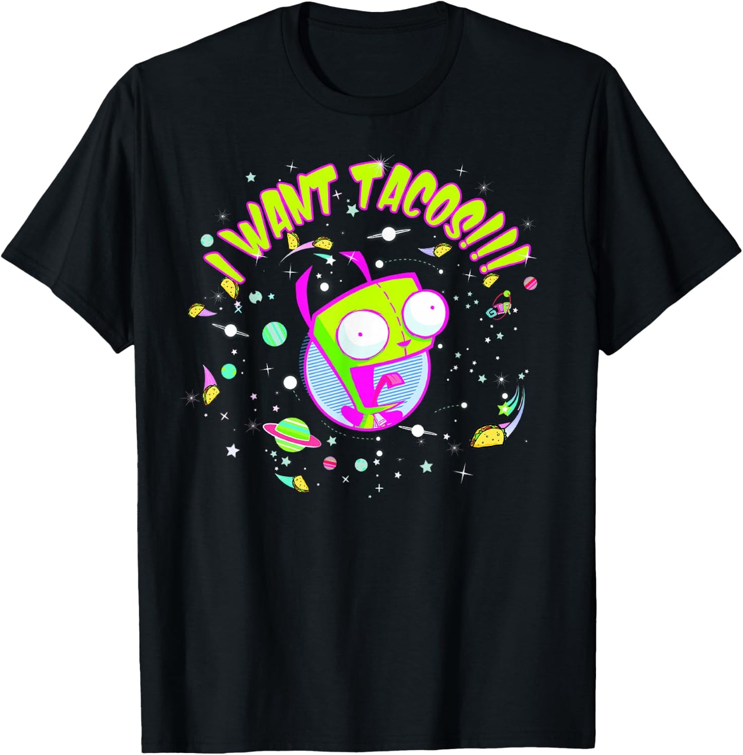 Invader Zim Gir I Want Tacos Space T-Shirt - T-Shirt | Black