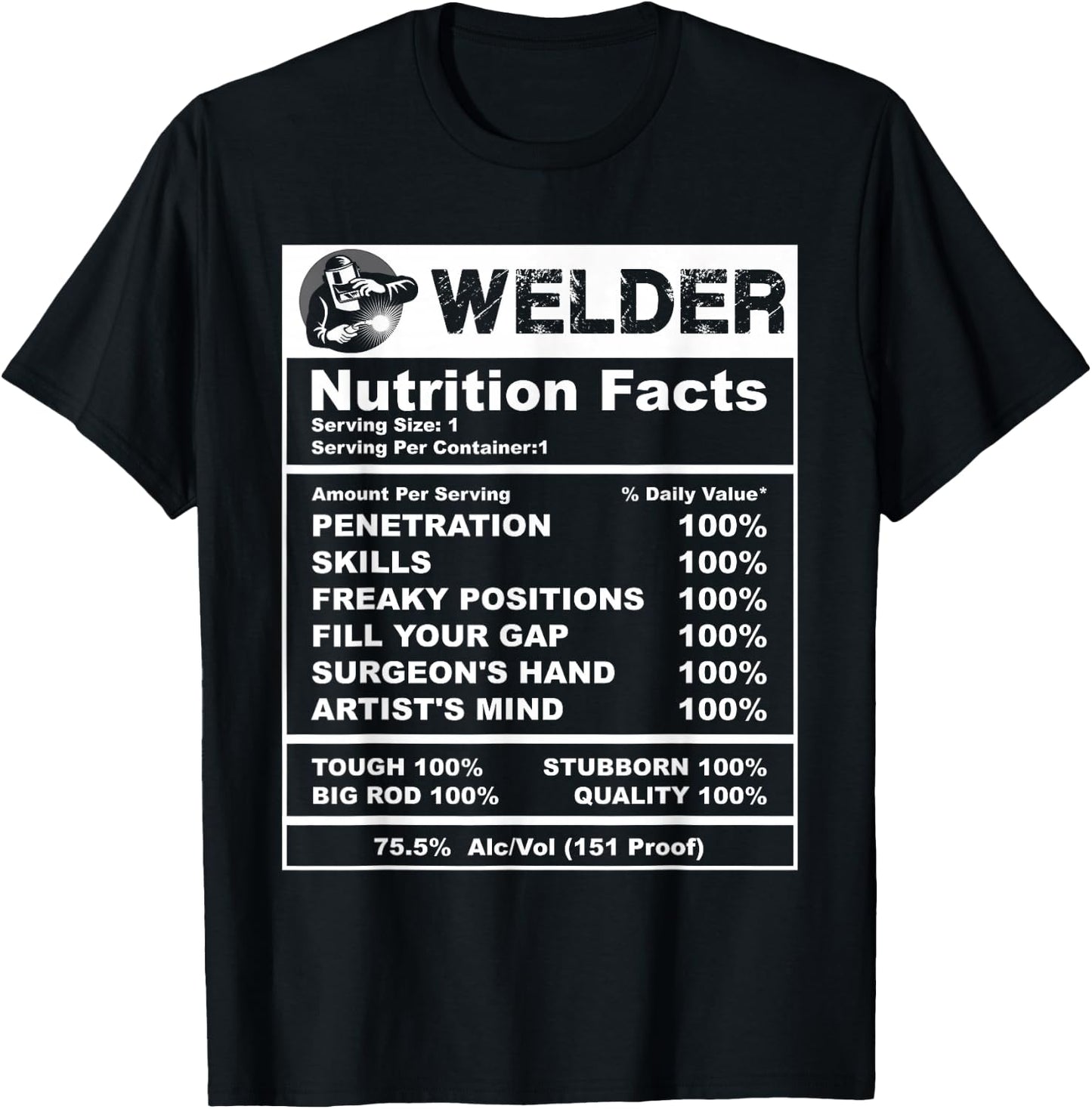 Welder Nutrition Facts Welder T-Shirt - T-Shirt | Black