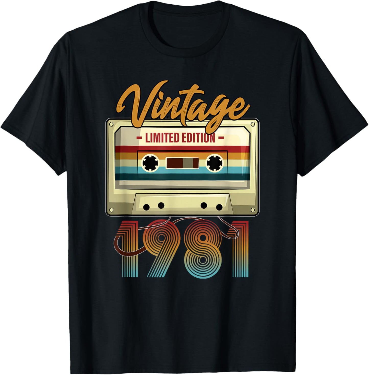 Vintage 1981 44th birthday cassette tape women B-day T-Shirt - T-Shirt | Black