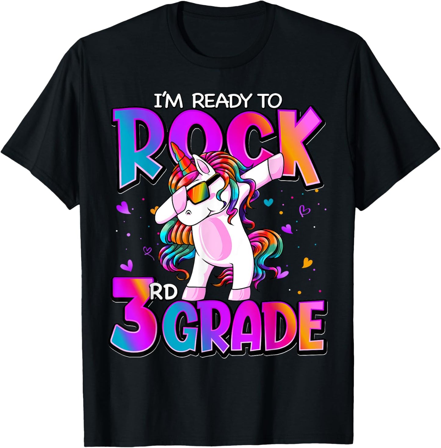 I'm Ready To Rock 3rd Grade Unicorn Back To School Girls T-Shirt - T-Shirt | Black