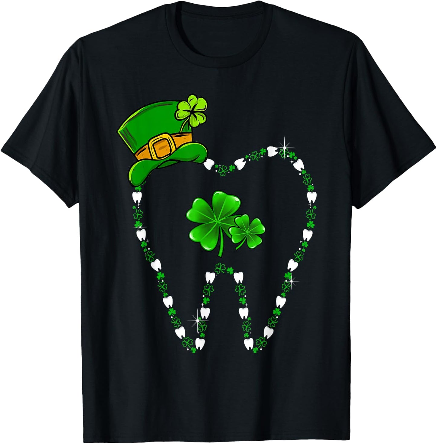 Irish Shamrock Tooth Dental Assistant St Patrick's Day T-Shirt - T-Shirt | Black