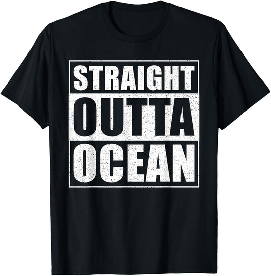Straight Outta Ocean - Sea Diving Saying - funny Diver T-Shirt - T-Shirt | Black