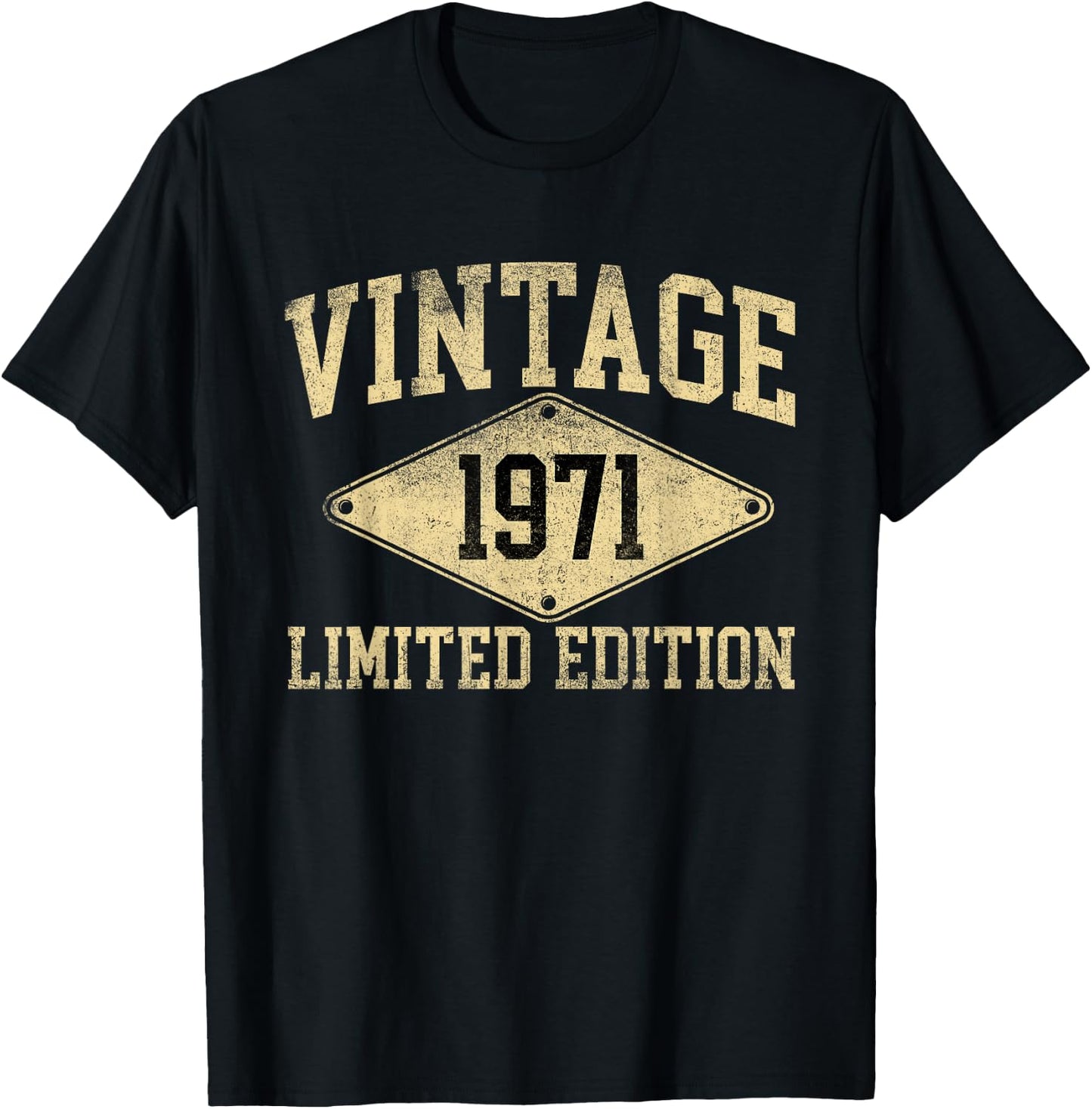 Vintage 1971 Limited Edition Year Of Birth Birthday T-Shirt - T-Shirt | Black