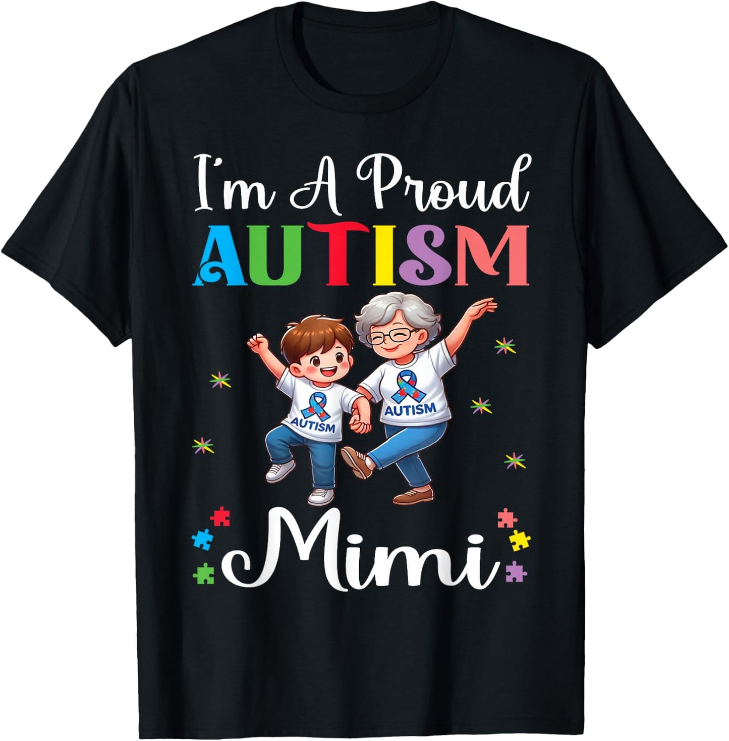 Together I'm A Proud Autism Mimi Accept Love Support Proud T-Shirt - T-Shirt | Black