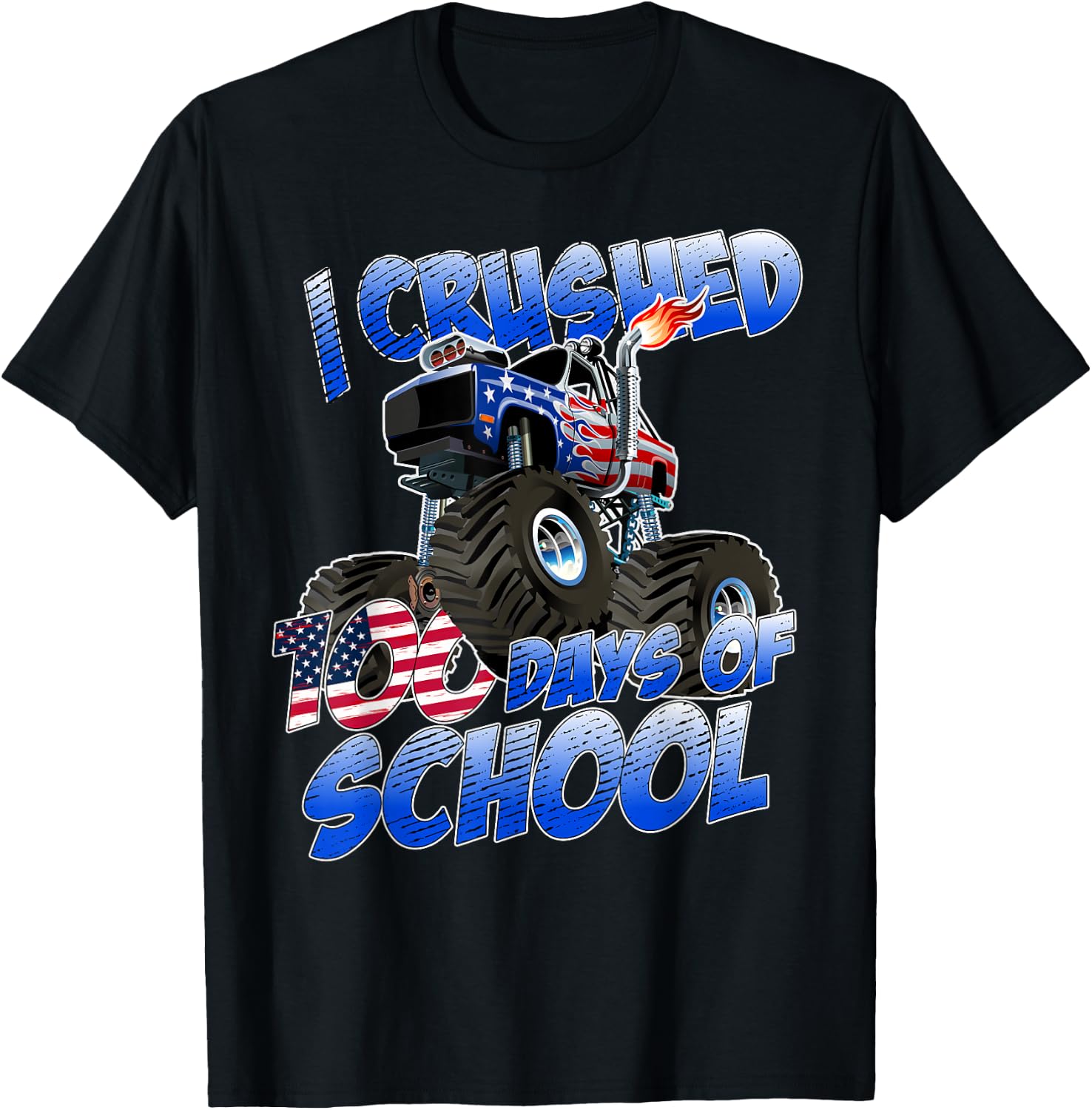I Crushed 100 Days Of School Monster Truck Boys T-Shirt - T-Shirt | Black