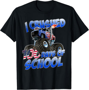 I Crushed 100 Days Of School Monster Truck Boys T-Shirt - T-Shirt | Black