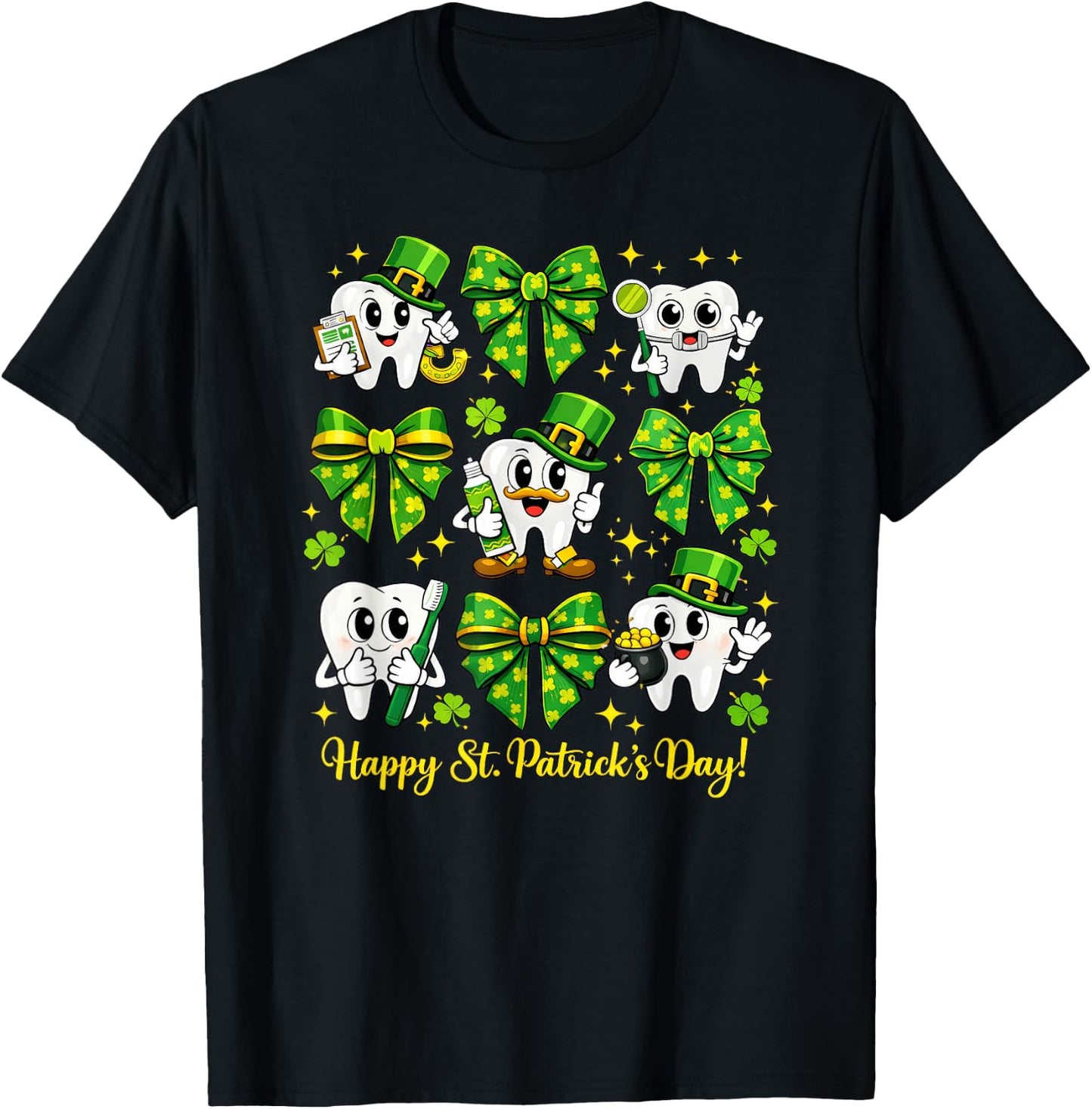 St Patrick Dentist Dental Teeth T-Shirt - T-Shirt | Black
