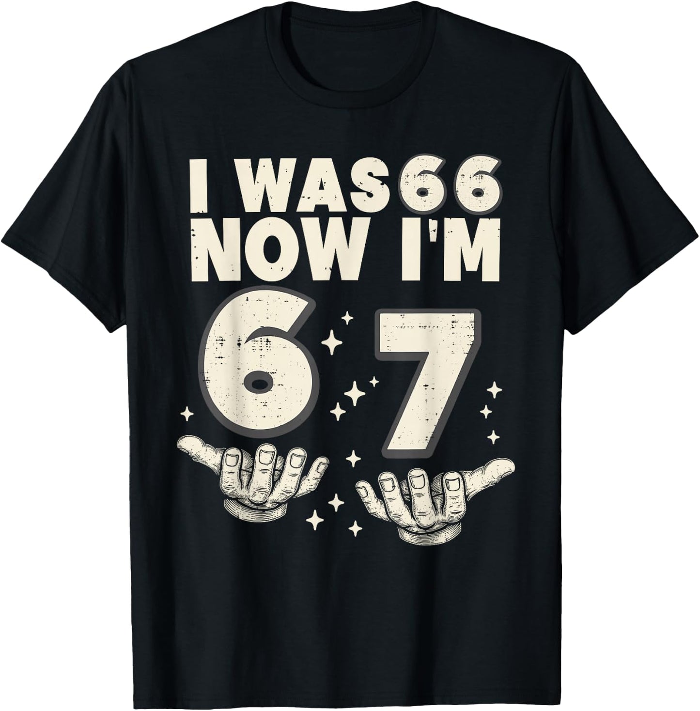 I was 66 Now I'm 67 Funny 67th Birthday Party 67 Year Old T-Shirt - T-Shirt | Black