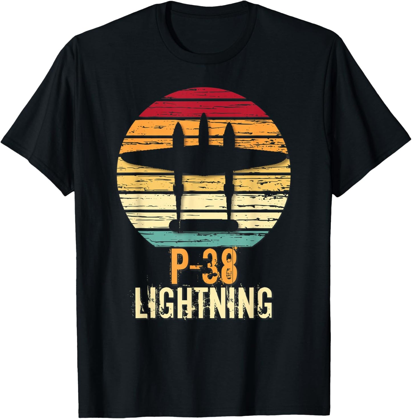 Vintage Warbird P-38 Lightning Fighter Airplane T-Shirt - T-Shirt | Black