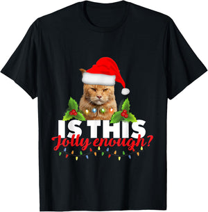 Is this jolly enough grumpy orange cat Christmas lights men T-Shirt - T-Shirt | Black