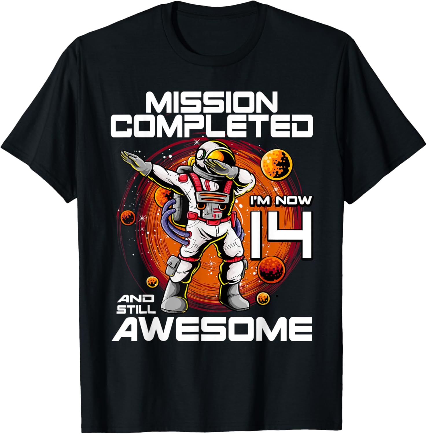 14th Birthday Astronaut 14 Years Old Outer Space Birthday T-Shirt - T-Shirt | Black