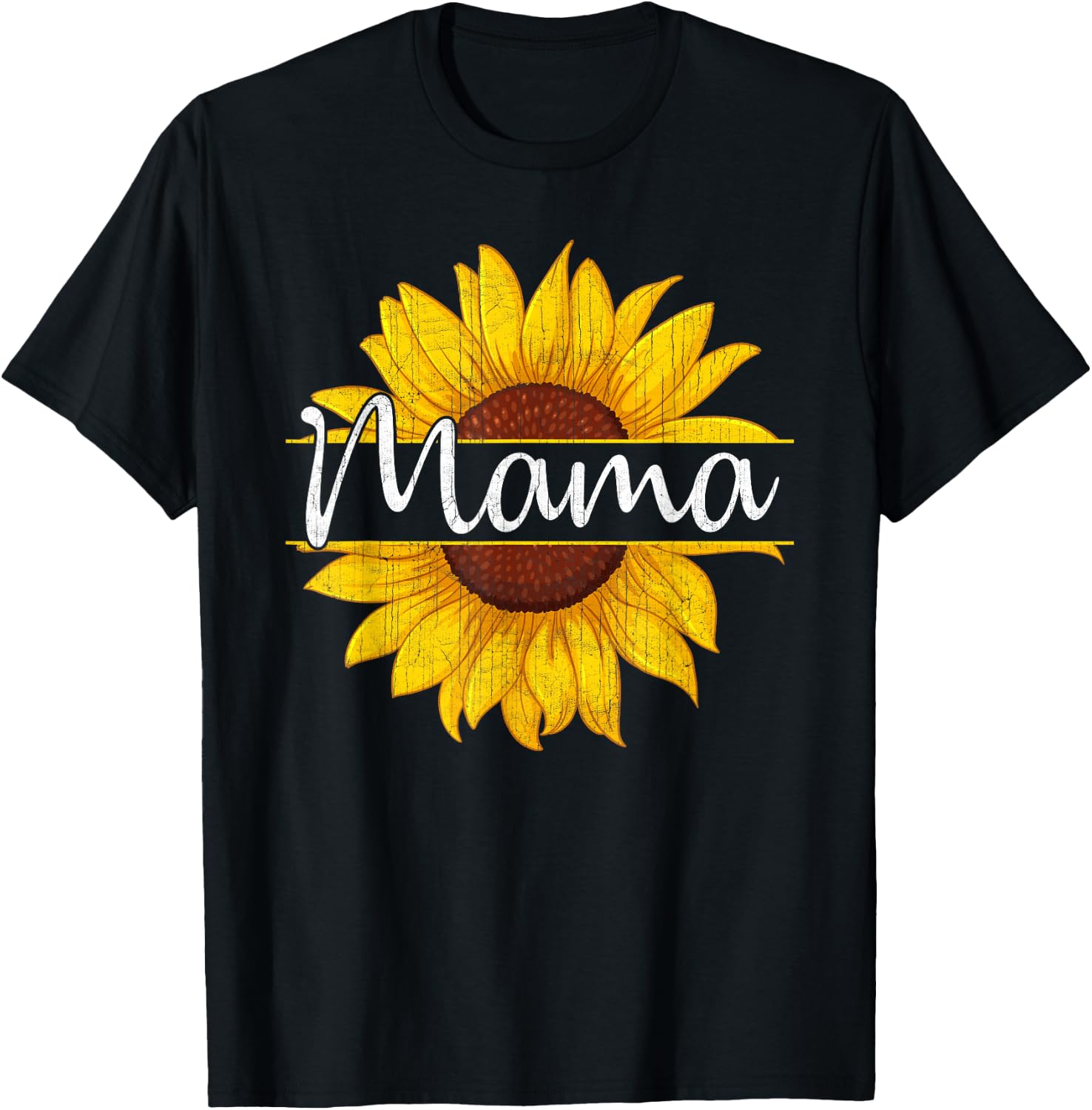 Summer Vintage Yellow Sunflower Graphic Sunflower Mama T-Shirt - T-Shirt | Black