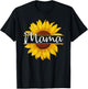 Summer Vintage Yellow Sunflower Graphic Sunflower Mama T-Shirt - T-Shirt | Black